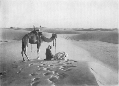 Modlitwa o zachodzie słońca na pustyni, ok. 1913 r. autorstwa Charles J. S. Makin