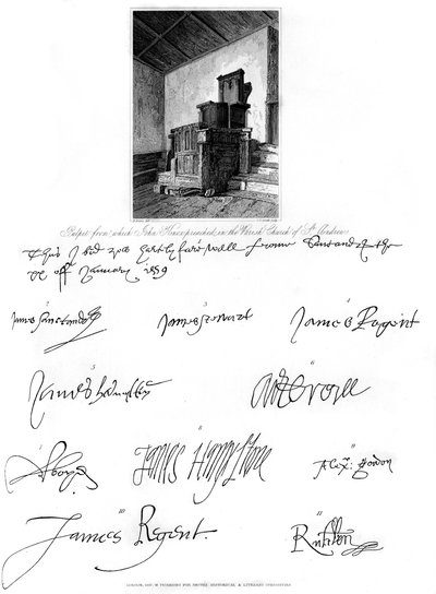 Ambona Jana Knoxa i podpisy kilku wybitnych osobistości, XVI w., 1840 r. autorstwa Charles J. Smith