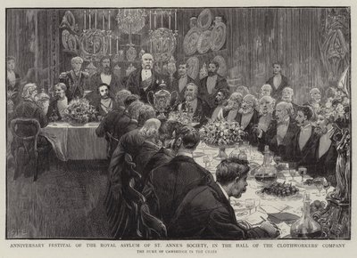 Festiwal Rocznicowy Towarzystwa Królewskiego Azylu św. Anny, w Sali Towarzystwa Sukienników autorstwa Charles J. Staniland