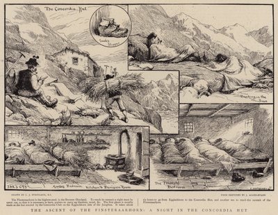 Wejście na Finsteraarhorn, noc w Chacie Concordia autorstwa Charles J. Staniland