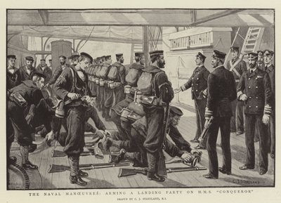 Manewry morskie, uzbrajanie desantu na HMS Conqueror autorstwa Charles J. Staniland