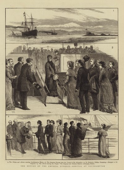 Powrót cesarzowej Eugenii, przyjazd do Southampton autorstwa Charles J. Staniland