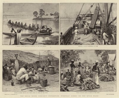 Wyprawa Royal Niger Company, codzienne Sceny nad rzeką Niger autorstwa Charles J. Staniland