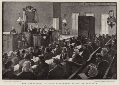 Volksraad, czyli Parlament Burski w Pretorii autorstwa Charles J. Staniland