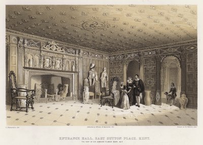 Hol wejściowy, East Sutton Place, Kent, siedziba Sir Edmunda Filmera (kolor lito) autorstwa Charles James Richardson