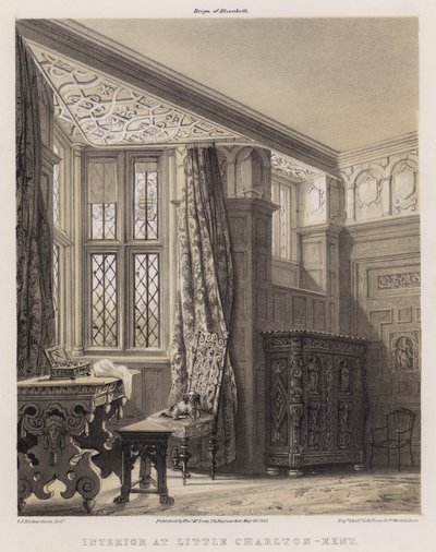 Wnętrze w Little Charlton, Kent (kolor lito) autorstwa Charles James Richardson