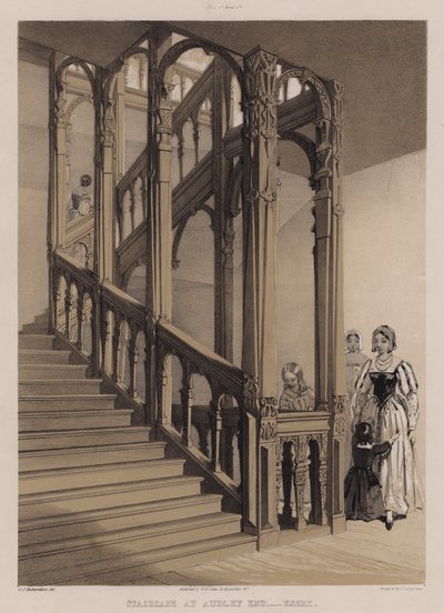 Schody w Audley End, Essex (kolor lito) autorstwa Charles James Richardson