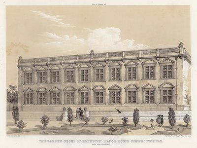 Front ogrodu Brympton Manor House, Somersetshire, Inigo Jones, architekt (kolor lito) autorstwa Charles James Richardson