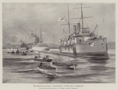 Wyrzucenie na brzeg statku HMS Bonaventure w Zatoce Korniłowskiej autorstwa Charles John de Lacy