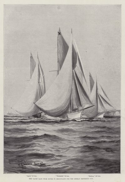 Wyścig jachtów z Dover do Helgolandu o Puchar Cesarza Niemiec autorstwa Charles John de Lacy