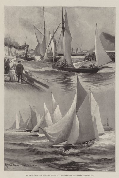 Wyścig jachtów z Dover do Helgolandu, start o Puchar Cesarza Niemiec autorstwa Charles John de Lacy