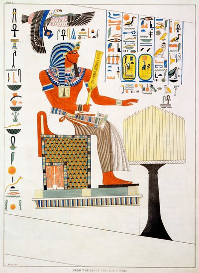 Mural z Grobowców Królów Teb, odkryty przez G Belzoniego, 1820-1822 autorstwa Charles Joseph Hullmandel