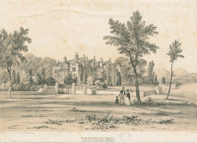 Westwood Hall: przyciemniana litografia, bd [1832-1841] autorstwa Charles Joseph Hullmandel