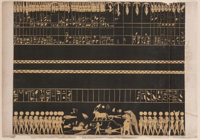Zodiak z grobowca Psammisa w Tebach, Nowe Królestwo, ilustracja z „Sześć nowych ilustracyjnych tabliczek z badań i operacji w Egipcie i Nubii, autorstwa Giovanniego Battisty Belzoniego autorstwa Charles Joseph Hullmandel