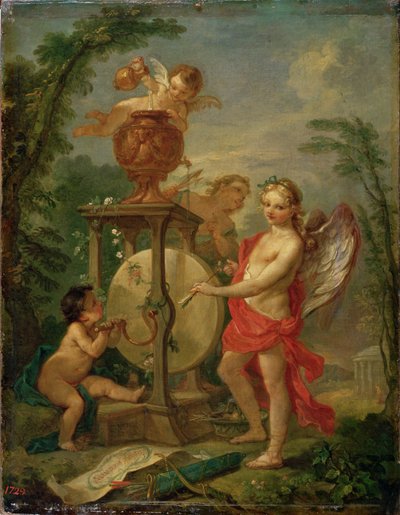 Kupidyn ostrzący swoją strzałę, 1750 autorstwa Charles Joseph Natoire