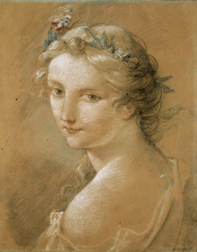 Portret młodej kobiety. autorstwa Charles Joseph Natoire
