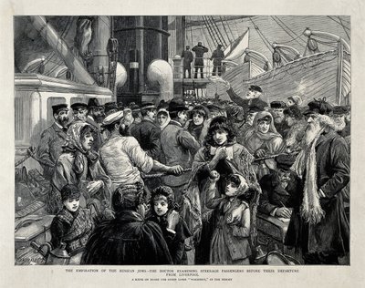 Żydzi rosyjscy zbadani przez lekarza przed emigracją z Liverpoolu, 1891 autorstwa Charles Joseph Staniland