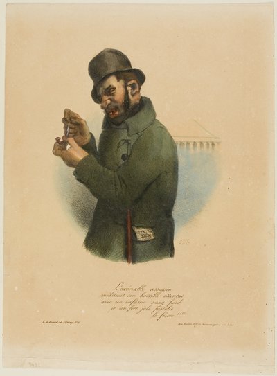 Wstrętny zabójca rozważa swój straszliwy atak... autorstwa Charles Joseph Traviès