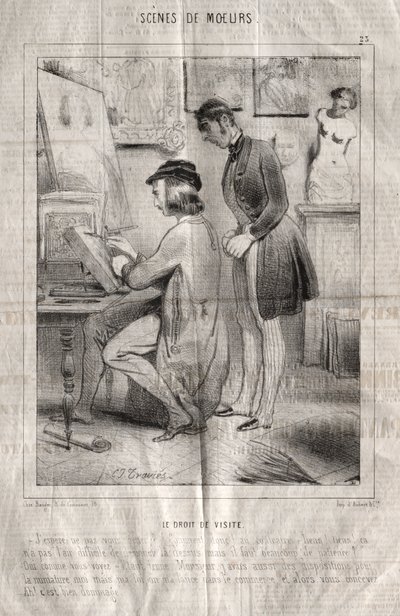 Sceny obyczajowe: Prawo do odwiedzin. Mam nadzieję, że ci nie przeszkadzam?... autorstwa Charles Joseph Traviès de Villers