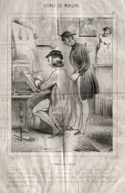Sceny obyczajowe: Prawo do odwiedzin. Mam nadzieję, że ci nie przeszkadzam.... autorstwa Charles Joseph Traviès de Villers