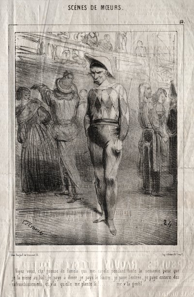 Sceny obyczajowe: Widzisz, to kolejka Pameli namawia mnie przez cały tydzień, żebym zabrał ją na bal... autorstwa Charles Joseph Traviès de Villers