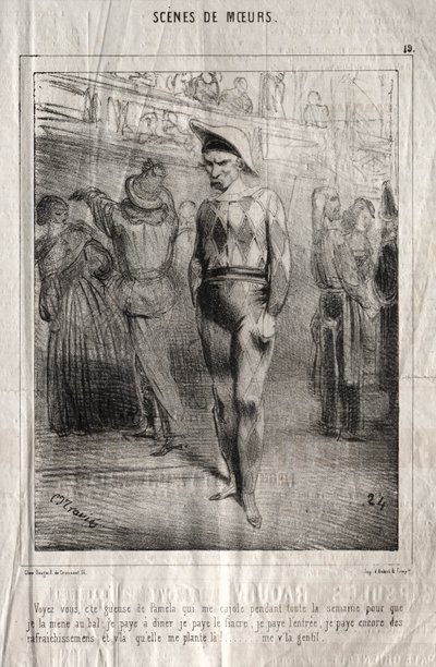 Sceny manier: Widzisz, ta wskazówka od Pameli, która przytula mnie przez cały tydzień.... autorstwa Charles Joseph Traviès de Villers