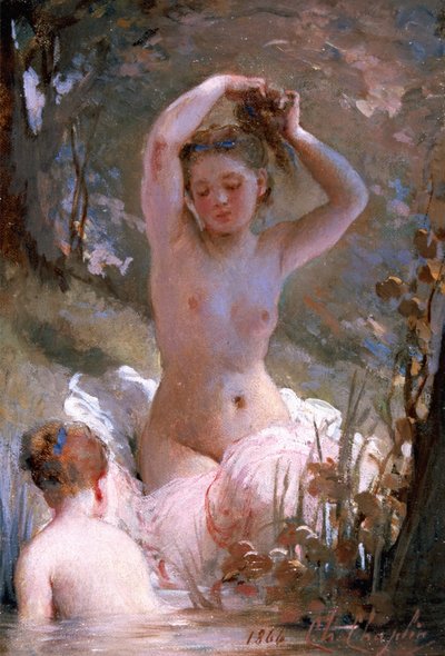 Dwie dziewczyny w kąpieli, 1864 autorstwa Charles Joshua Chaplin