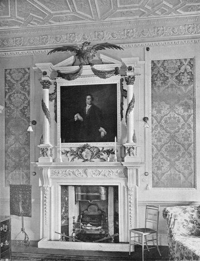 Marmurowy kominek w "Sali Redlynch" (zdjęcie czarno-białe) autorstwa Charles Latham