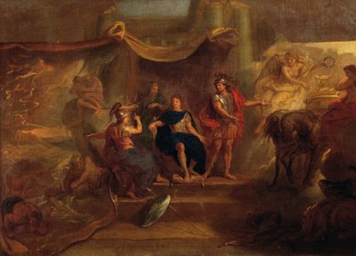Decyzja o wojnie z Holendrami, malowidło sufitowe z Galerie des Glaces w Wersalu autorstwa Charles Le Brun