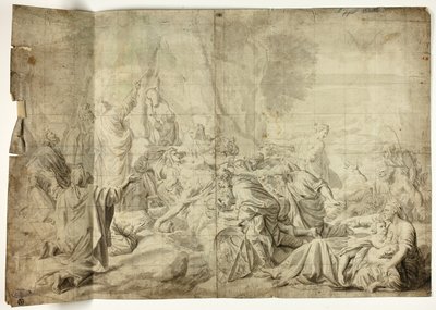 Mojżesz czerpie wodę ze skały autorstwa Charles Le Brun