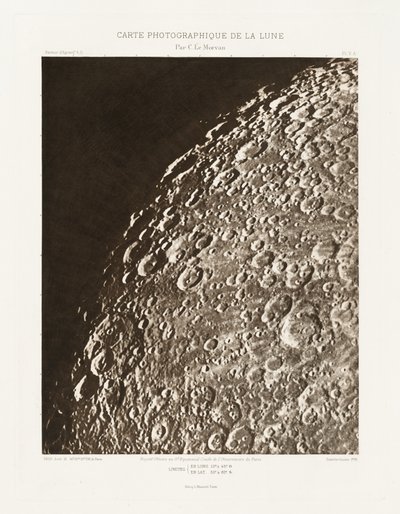 Carte photographique de la lune, planche V.A (Fotograficzna mapa Księżyca, płyta V.A), 13 sierpnia autorstwa Charles le Morvan
