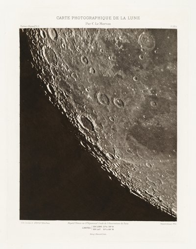 Carte photographique de la lune, planche XII.A (Fotograficzna mapa Księżyca, płyta XII.A), 11 października autorstwa Charles le Morvan
