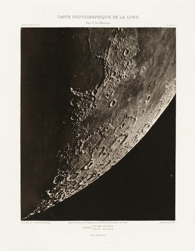 Carte photographique de la lune, planche XVII.A (Fotograficzna karta Księżyca, plansza XVII.A), 27 sierpnia autorstwa Charles le Morvan