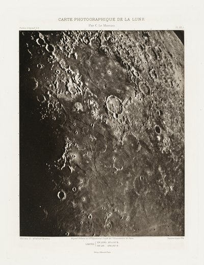 Carte photographique de la lune, planche XX.A (Fotograficzna karta Księżyca, plansza XX.A), 27 sierpnia autorstwa Charles le Morvan