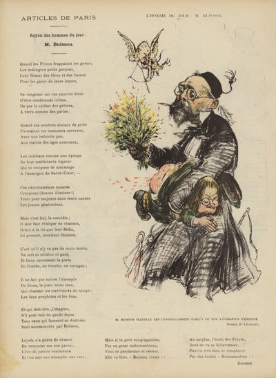 Karykatura francuskiego polityka Ferdinanda Buissona. Ilustracja do Le Rire autorstwa Charles Leandre