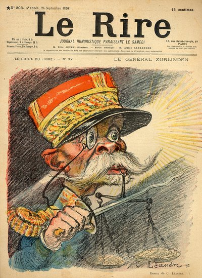 Karykatura generała Zurlindena, z okładki „Le Rire”, 24 września 1898 (kolor litho) autorstwa Charles Leandre