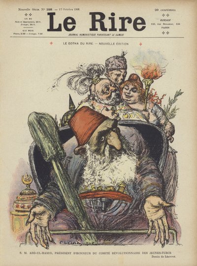 Jego Wysokość Abdul Hamid, Honorowy Przewodniczący Komitetu Rewolucyjnego Młodych Turków. Ilustracja do Le Rire autorstwa Charles Leandre
