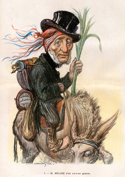 Jules Meline (1838-1925), polityk francuski, minister rolnictwa - Karykatura Charlesa Leandre (1862-1934) w „Le Rire” z dnia 12 kwietnia 1902 r. autorstwa Charles Leandre