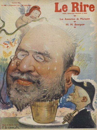Leon Bourgeois, polityk francuski. Ilustracja do Le Rire autorstwa Charles Leandre