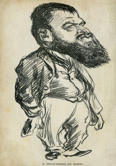 Portret Bernarda Paula dit Tristana-Bernarda (1866-1947), francuskiego pisarza i komika. Karykatura Charlesa Leandre (1862-1934), w „Tales of Pantruche i gdzie indziej” Tristana Bernarda, Petite Collection du „Rire”, Paryż autorstwa Charles Leandre