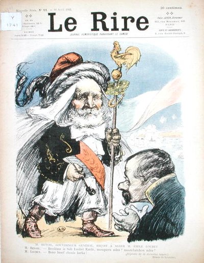 Przyjęcie prezydenta Emile Loubeta (1838-1929) przez generalnego gubernatora Algierii A.J.P. Revoil, karykatura z „Le Rire” autorstwa Charles Leandre