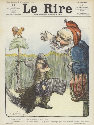 Król Włoch i prezydent Francji. Ilustracja do Le Rire autorstwa Charles Leandre