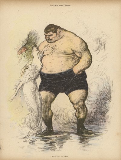 Walka o miłość: miękkość i siła (litografia kolorowa) autorstwa Charles Leandre