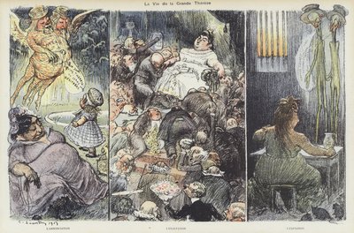 Życie oszustki Therese Humbert. Ilustracja do Le Rire autorstwa Charles Leandre