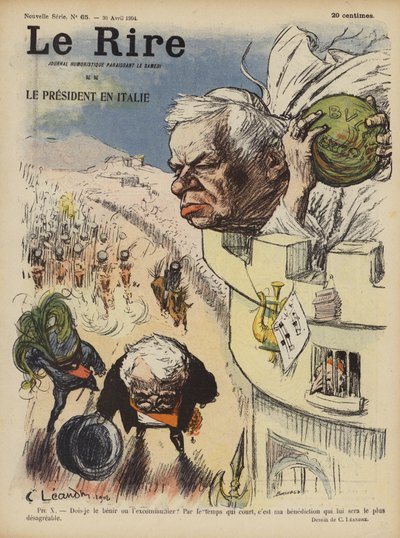 Wizyta prezydenta Francji Loubeta we Włoszech. Ilustracja do Le Rire autorstwa Charles Leandre