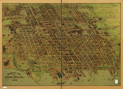Widok z lotu ptaka na Erie, Pa. 1909 autorstwa Charles; Lederle Lederle