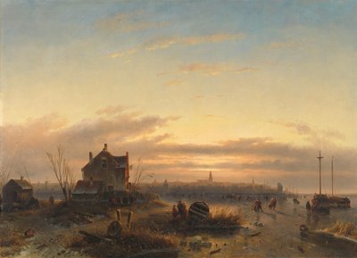 Zima na IJ dla Amsterdamu autorstwa Charles Leickert (signed by artist)