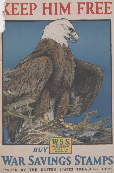 Uwolnij go, kupuj znaczki oszczędnościowe wydawane przez Departament Skarbu Stanów Zjednoczonych. autorstwa Charles Livingston Bull