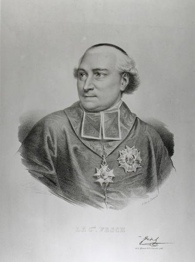 Portret kardynała Josepha Fescha (1763-1839) rytowany przez Francois Serafina Delpecha (1778-1825) (grafika) (zdjęcie czarno-białe) autorstwa Charles Louis (after) Bazin