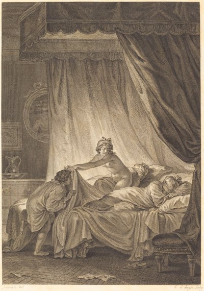 Mona Lisa: Łóżko autorstwa Charles Louis Lingée after Jean Honoré Fragonard